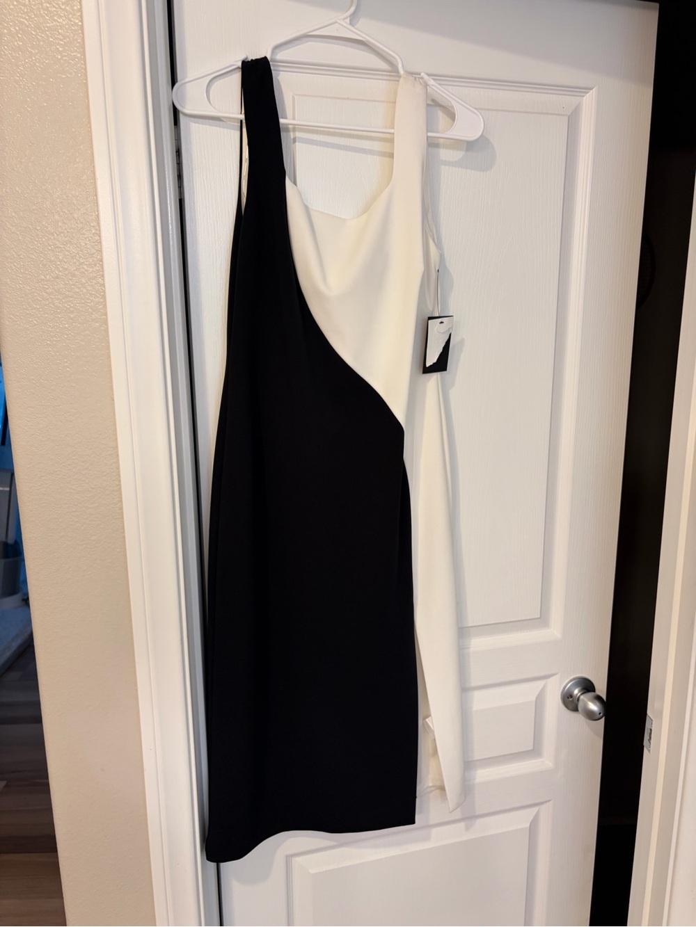 DKNY Black and White Asymmetric Dress